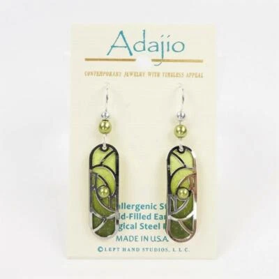 Pendientes Adajio Cápsula Oliva con Superposición de Curvas Tono Plata Brillante y Perla 7326 Foto 1 de 4