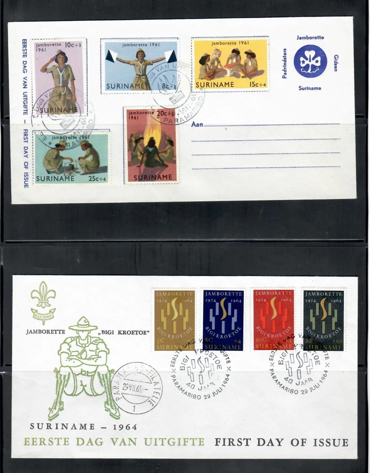 SURINAME COLONIES AFRICA BOY SCOUTS FDC COVERS SEE SCANS  LOT (AFR 55) - Image 1 of 1
