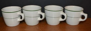 Tazas de café Ironstone de colección para artículos de restaurante (4) rayas verdes de China Shenango - Imagen 1 de 5