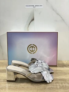 Cecelia New York Sandalo Ciabatta Donna Pelle Silver Casual  Woman Sandal 37.5 - Imagen 1 de 6