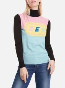 Desigual Women's Sweater Size L Logo Long Sleeve High Neck 19WWJFBA - Picture 1 of 7