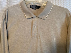 Polo Ralph Lauren Long Sleeve Button Collar Shirt Cotton Tan Heather Men's XL VG - Picture 1 of 11