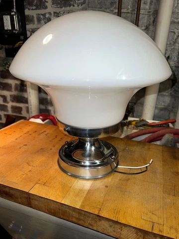 1930’s Antique Art Deco Pendant Light Fixture Schoolhouse Globe Rare Cover
