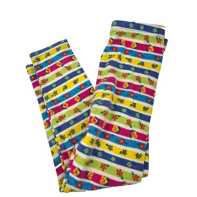 Leggings Pantalones Medianos 4 Vintage Años 90 Gymboree Etiqueta Arco Iris Flor Brillante Rayas Foto 1 de 4