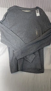 Old Navy Waffle Knit Thermal Shirt Men's Medium Pullover Gray Cotton Blend - Picture 1 of 9