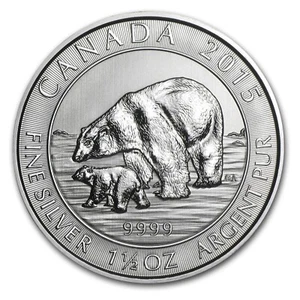 2015 Canada 1.5 oz Silver $8 Polar Bear & Cub Coin 9999 Fine - Secondary Market - Picture 1 of 2