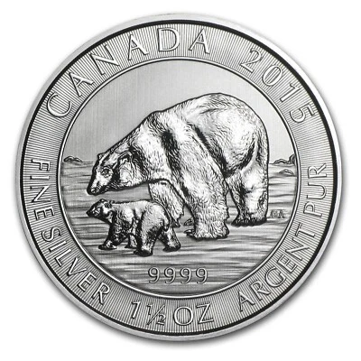 2015 Canada 1.5 oz Silver $8 Polar Bear & Cub Coin 9999 Fine - Secondary Market - Image 1 of 2
