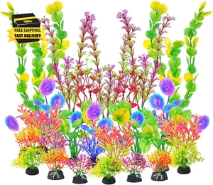 Artificial Aquarium Plants, Fish Tank Plastic Decorations, Multiple Colors Small - Picture 1 of 4