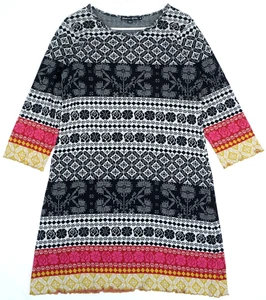 Abito Gudrun Sjoden Fair Isle multicolore in maglia di cotone manica 3/4 taglia M - Foto 1 di 5