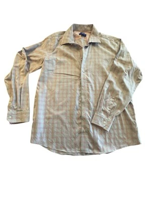 Рубашка мужская EGARA 2XL XXL синяя розовая клетчатая не железная 100% хлопок на пуговицах б/у в отличном состоянии - Изображение 1 из 4