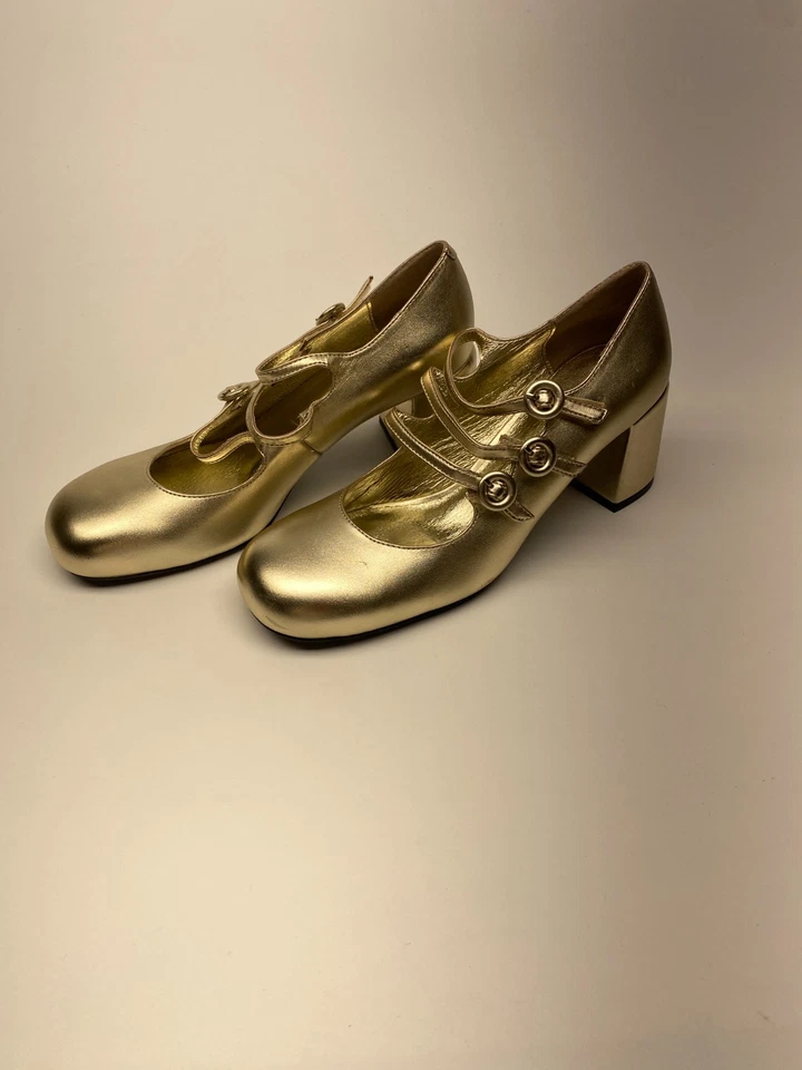 Zapatos de salón Jeffrey Campbell para mujer dorados Tierz Mary Jane talla 9,5 Foto 1 de 4