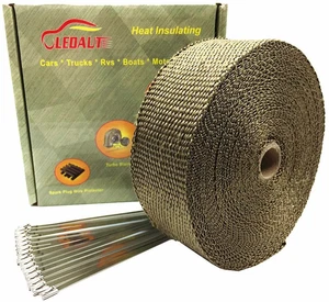 2" X 50' Titanium Exhaust Heat Wrap Roll for Motorcycle Fiberglass Heat Shield T - Picture 1 of 11