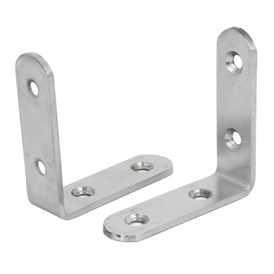 2pz In Acciaio Inox A Forma L Staffe Ad Angolo Ripiano Sostegno 65x65x3mm - Immagine 1 di 2