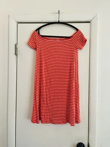Old Navy Ribbed Preppy Coastalcore Tennis Prep Off The Shoulder Mini Dress - Picture 1 of 8