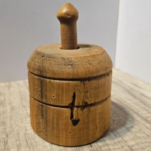 Antico stampo per burro in legno timbro stella intagliato a mano primitivo casale cucina - Foto 1 di 10
