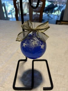 Blue & White Orb, Hand Blown Art Glass Ornament Gazing Ball Sun Catcher - Picture 1 of 9