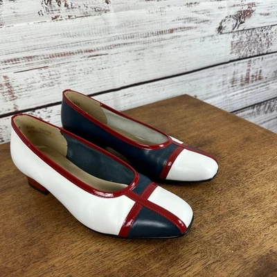 Womens VTG California Magdesians Red White Blue Colorbock Kitten Pumps 6.5M - Image 1 of 4