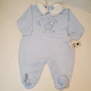 Vintage Carter’s Baby Sleeper Pjs Footed Grandma Loves Me Bear Stars 3 Mo Nwt - Picture 1 of 8