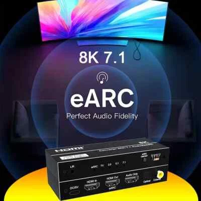 8K 60hz HDMI 2.1 eARC Return Audio Extractor Video Converter 7.1CH Dolby Atmos - Image 1 of 4