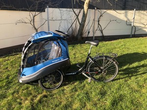 Lastenrad Transportrad Winther Kangaroo Luxe zwei Kindersitze mit Gurten