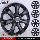15 Set of 4 Black Wheel Covers Snap On Full Hub Caps fit R15 Tire & Steel Rim Chevrolet Malibu