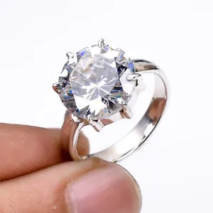 Silver ring Natural Cubic Zirconia White Color Round ,925 Sterling Silver Ring. - Picture 1 of 6