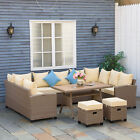 6 Pcs Patio Wicker Conservatory Sofa Set Outdoot Pe Rattan Furniture W/ Cushion