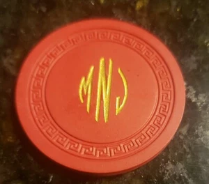 GALVESTON TEXAS MNJ ILLEGAL GAMBLING POKER CHIP COSMO CLUB MUNZO JAMAIL RED  - Picture 1 of 6
