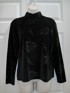 Top túnica de terciopelo negro JAIPUR manga larga para mujer XL estampado floral nuevo - Imagen 1 de 15