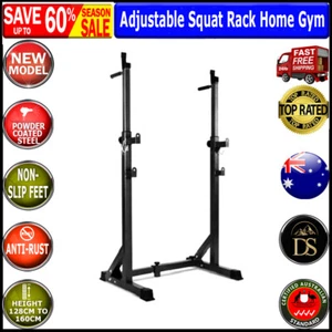 Everfit Squat Rack Pair Fitness Weight Lifting Gym Exercise Barbell Stand Black - Picture 1 of 9