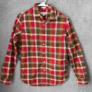 Wallace & Barnes Shirt Mens Small Red Plaid Flannel Slim Button Up  Workshirt - Picture 1 of 11