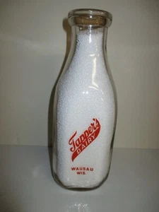 Vintage Tapper's Dairy Wausau WI square Quart Milk Bottle VG condition - Picture 1 of 3