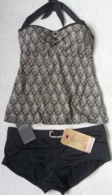 FAT FACE 50's ETHNIC PRINT NON-WIRED PADDED HALTER BOYSHORTS TANKINI SIZES 6-12 - Image 1 of 4