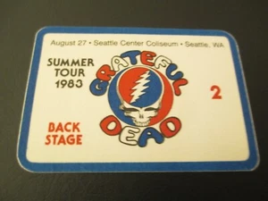 GRATEFUL DEAD BACKSTAGE PASS SUMMER TOUR SEATTLE COLISEUM WA AUGUST 8/27/1983 - Picture 1 of 2