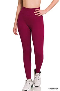 ZENANA Leggings Ribbed Seamless High Waisted Full Length Nylon Blend - Picture 1 of 18