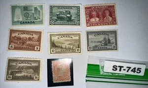 Lot of 8 Vintage Canada Stamps w/ SCOTT 213 & 41 Queen Mary MORE ST-745 - Picture 1 of 12