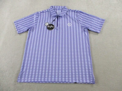Rusty Putter Polo Shirt Mens Large Purple Geometric Print Golf Performance Zip - Image 1 of 4