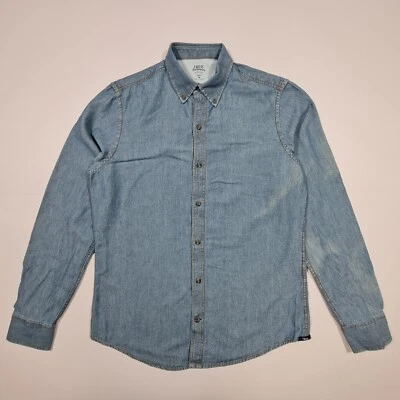 IZOD Mens Denim Shirt Blue Medium Long Sleeves Slim Fit Cotton Button Up - Image 1 of 4