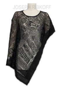 Joseph Ribkoff NWT Black 8 Cover Up Poncho Lace Fringe Sparkle 164549 $188 Top - Picture 1 of 1