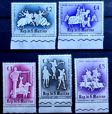 San Marino 1963 - MNH - Warriors - Margin 5 Stamps Set - Image 1 of 4