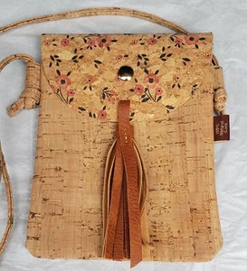 Women's Corkcho Cork Crossbody Purse Bag Floral Design Made In Portugal NWT - Picture 1 of 12