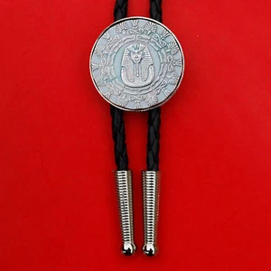 1/4 oz .999 Silver Round Bolo Tie - Old World Style Egyptian King Tut w/Pyramid - Picture 1 of 23