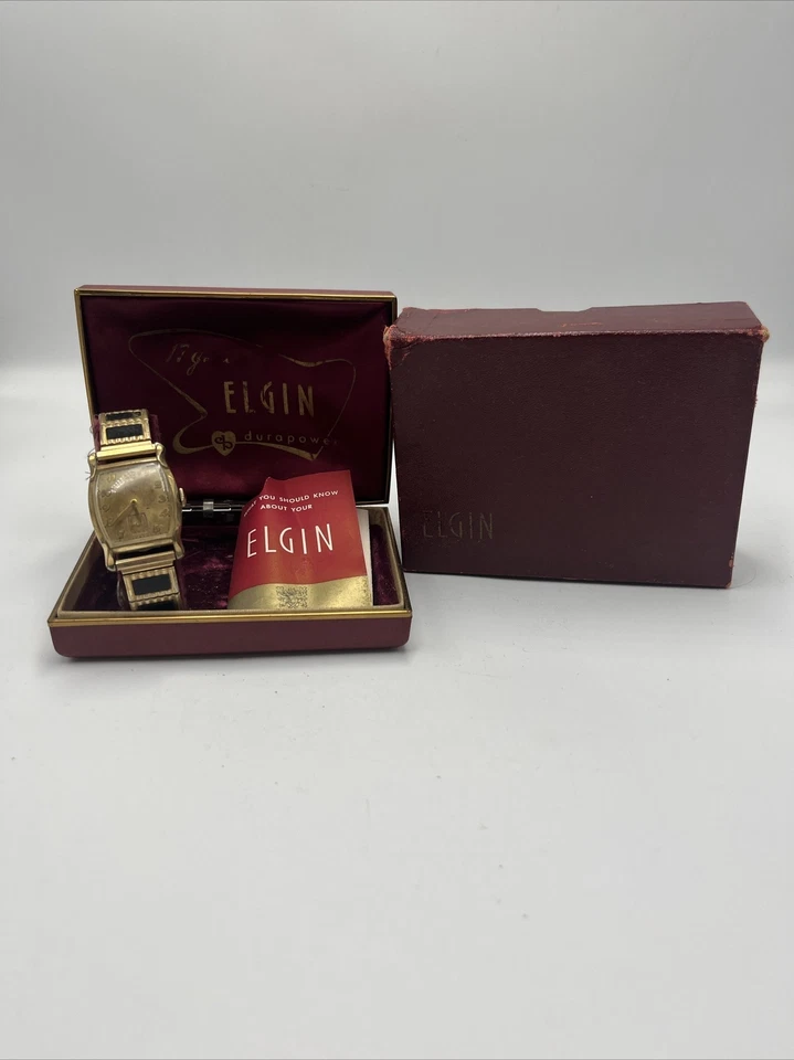 SUPER RARE 1950s ELGIN Durapower Watch  10K GF - Original Box/Paperwork - Image 1 of 4