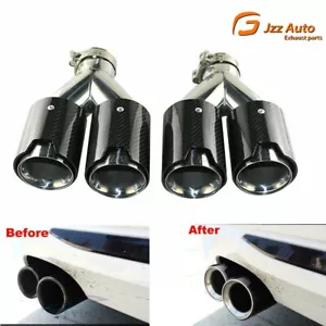Pair 2.5'' ID 79mm OD Carbon Fiber Exhaust Dual End Tips For BMW Y Style M - Picture 1 of 11