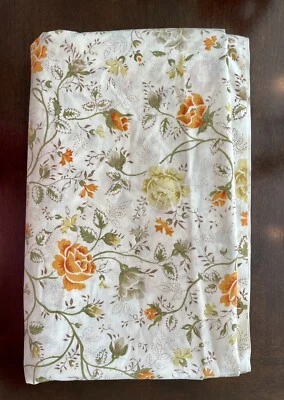 Sábana Ajustable JC Penny Percale JULIET Doble Suave Naranja Amarillo Floral Foto 1 de 4
