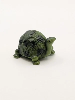 Vintage 1970s Plastic Turtle Toy Mini Figurine Made in Hong Kong Dark Green  - Image 1 of 4