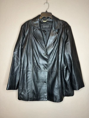 Chaqueta clásica Wilsons de cuero vintage años 90 para mujer negra con botones delanteros XXL/1X Foto 1 de 4