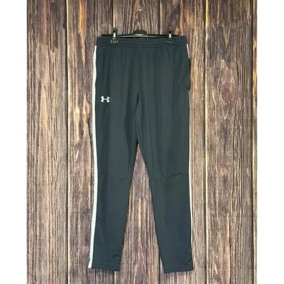 Under Armour Joggers Mens L Black Athletic Track Pants White Stripe Logo Sports - Image 1 of 4