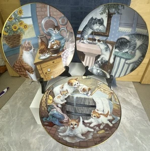 3 Decorative Cat Plates Vintage Granny Cottage Core Kitsch Vintage Kitsch Whimsy - Picture 1 of 7