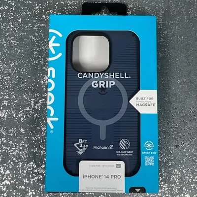 Funda Speck CandyShell Grip iPhone 14 Pro MagSafe Azul Microban Protección contra Caídas Foto 1 de 3